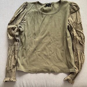 Veronica Beard  Green Women's Top with Ruched Sleeves size XL